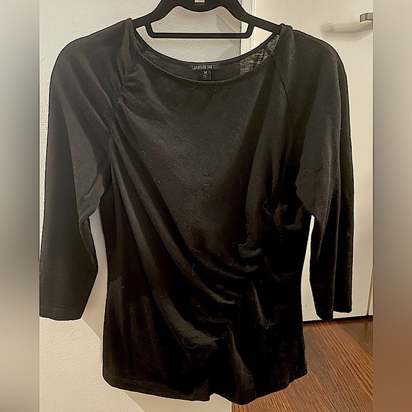 Women’s Lafayette 148 Black Top w Ruching - Picture 7 of 7
